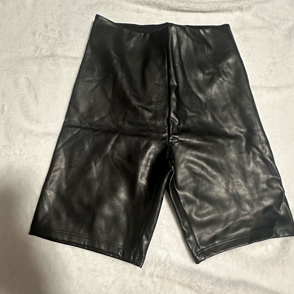Abercrombie Vegan leather bike shorts